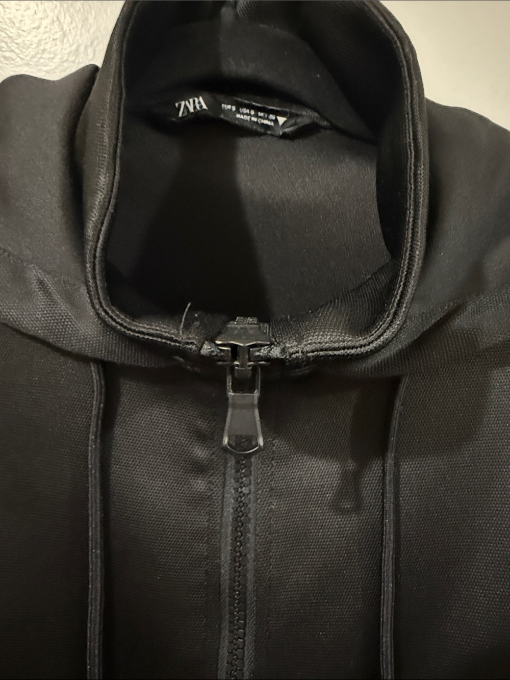 Zara Bomber Hooded Jacket Small Oversized Black - Picture 3 of 8